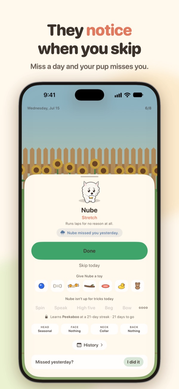 They notice when you skip: Nube missed you yesterday