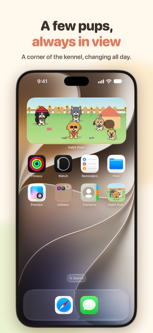 The medium widget: a few pups, always in view
